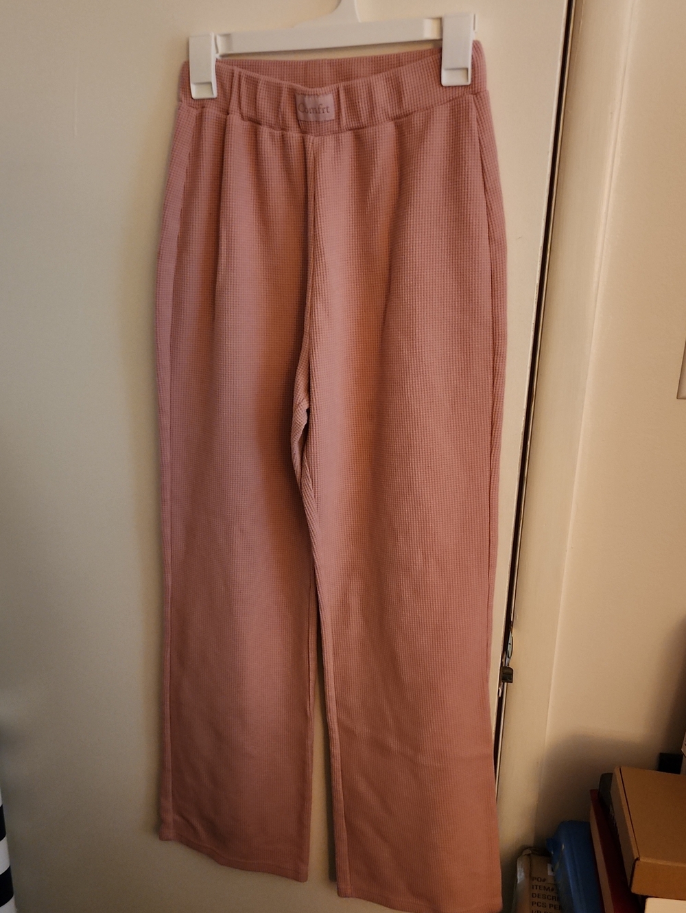 Comfrt Set Ribbed Wide-Leg Pants And Top in Dusty Rose Small